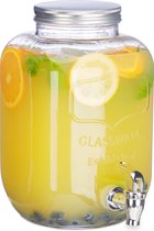 Relaxdays Drankdispenser - waterdispener - tapkraan - limonadetap  - 5 L - glas - retro