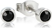 My Bendel zilveren oorbel met zwart zirkonia - Zilveren oorbellen met zwarte zirkonia steen - Met luxe cadeauverpakking