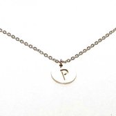 Ketting alfabet rond P - Zilver