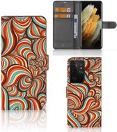 Telefoonhoesje Geschikt voor Samsung Galaxy S21 Ultra Book Case Retro