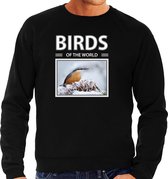 Dieren foto sweater Boomklever - zwart - heren - birds of the world - cadeau trui Boomklever vogels liefhebber S