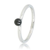 My Bendel - Aanschuifring - zilver - zwart - Dames ring zilver met 4 mm bolletje - Met luxe cadeauverpakking
