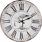 HAES DECO – Ronde Retro Vintage Wandklok – Wijzerplaat met Romeinse Cijfers – Ronde klok van MDF – Formaat diameter 34 cm. - WCL0643