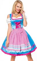 Dirndline Kostuum jurk -L- Dirndl Oktoberfest Blauw/Roze