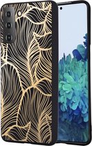 iMoshion Design voor de Samsung Galaxy S21 hoesje - Bladeren - Zwart / Goud