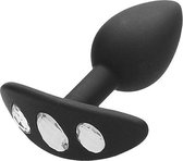 Regular Diamond Butt Plug With Handle - Black