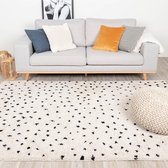 Hoogpolig vloerkleed - Grand Dots Creme/Zwart 230x330cm