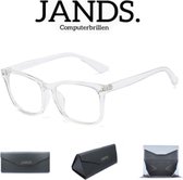 JANDS. NR.6 - Computerbril - Met Hardcase - Blauw Licht Bril - Blue Light Glasses - Beeldschermbril - Tegen Vermoeide Ogen - Zonder Sterkte - Unisex - Transparant - Met Gratis Accessoires