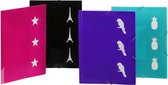!Elastomap Viquel PP A4 ass. - roze, zwart, paars, turquoise