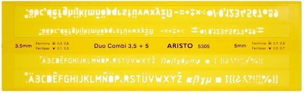 Aristo lettersjabloon - duo-combi - 3,5/5 mm - recht - AR-5305