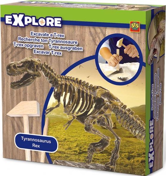 SES - Explore - T-rex skelet opgraven - opgravingsset dino - met houten  beitel en hamer | bol.com