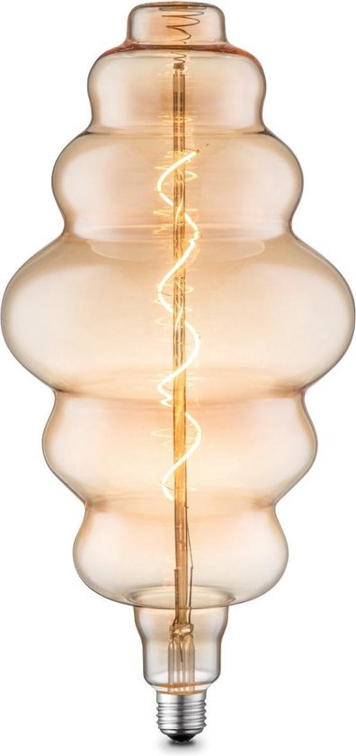 Home Sweet Home - Edison Vintage E27 LED filament lichtbron Spiraal - Amber - 18/18/38cm - Dimbaar - 4W 280lm 2700K - warm wit licht - geschikt voor E27 fitting