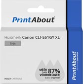 PrintAbout huismerk Inktcartridge CLI-551GY XL Grijs Hoge capaciteit geschikt voor Canon
