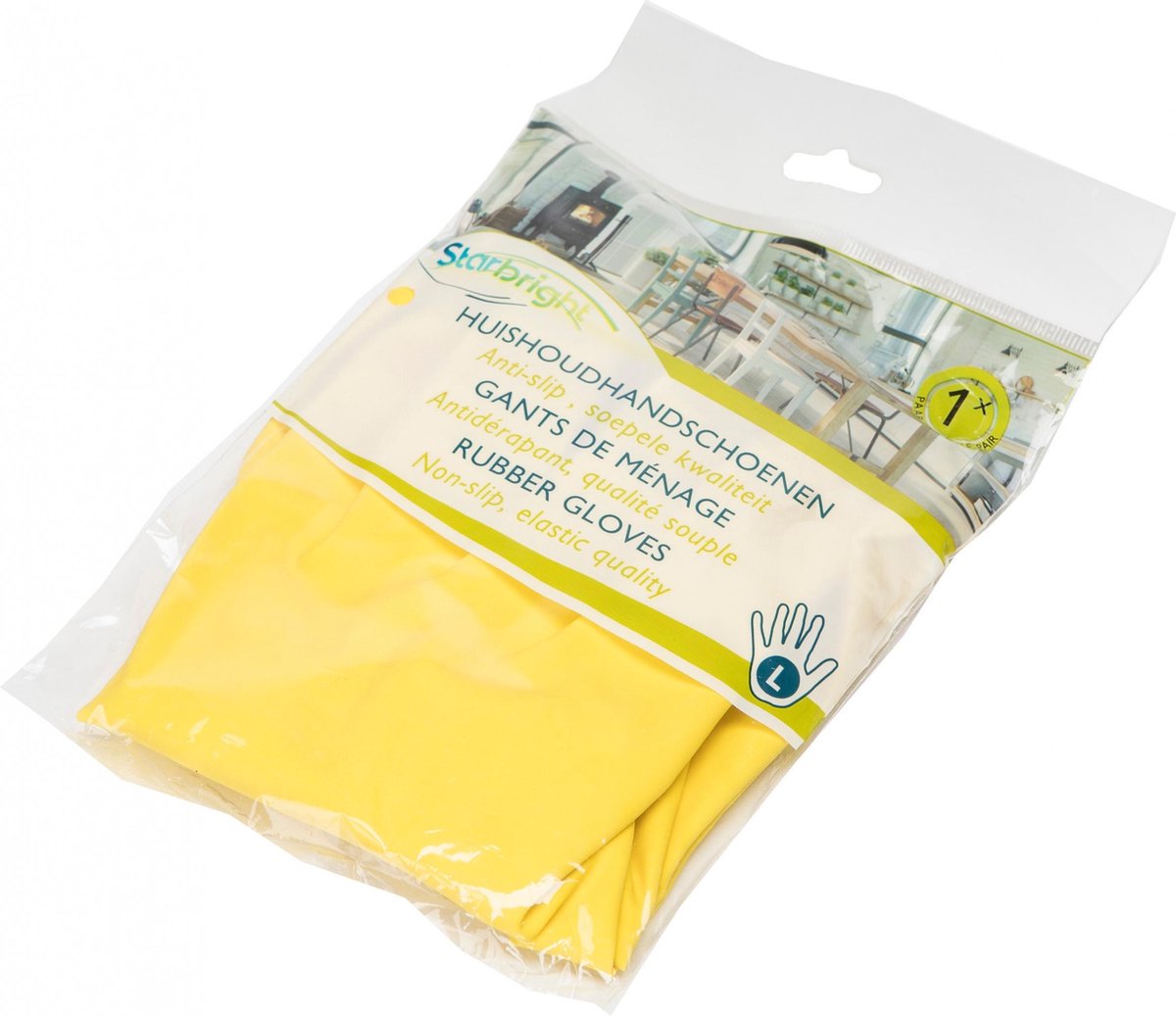 Goedkoopste Starbright Huishoudhandschoenen Latex Geel Maat L
