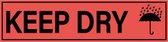 Keep dry sticker 200 x 50 mm, oranje/zwart