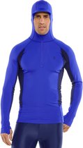 Coolibar - UV Zwemshirt met capuchon voor heren - Point Break - Kobaltblauw/Navy - maat XXL