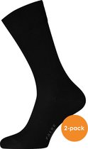 FALKE Happy herensokken (2-pack) - zwart (black) - Maat: 47-50