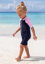 JUJA - UV Zwempak voor baby's - korte mouwen - Stripy - Donkerblauw/Roze - maat 74-80cm