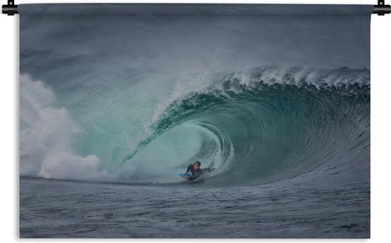 Wandkleed Surfen - Surfer in grote golf Wandkleed katoen 150x100 cm - Wandtapijt met foto