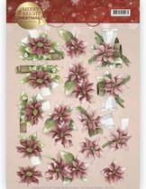 3D knipvel - Precious Marieke - Merry and Bright - Poinsettia in red