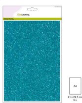 CraftEmotions glitterpapier 5 vel turquoise +/- 29x21cm 120gr