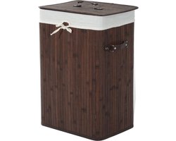 Bamboe wasmand 72 L - Luxe wasmand - Wassorteerder - Donkerbruin - L40 x B30 x H60 cm