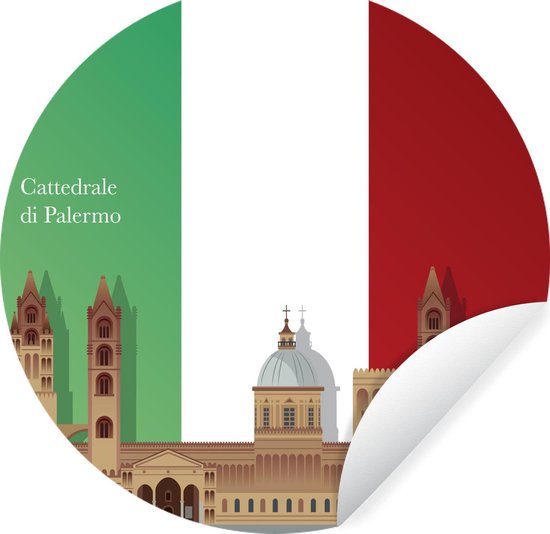 Illustration de la cathédrale de Palermo Sticker mural cercle mural ...