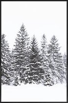 JUNIQE - Poster in kunststof lijst Zwarte winterbomen -20x30 /Wit &