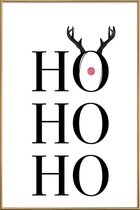 JUNIQE - Poster met kunststof lijst Hohoho Deer -30x45 /Wit & Zwart