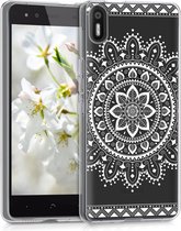 kwmobile telefoonhoesje voor bq Aquaris X5 - Hoesje voor smartphone in wit / transparant - Azteekste Bloemen design