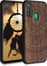 kwmobile telefoonhoesje compatibel met Huawei P Smart (2020) - Hoesje met bumper in donkerbruin - walnoothout - Indian Sun design