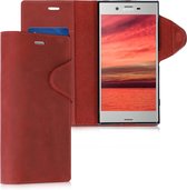 kalibri telefoonhoesje voor Sony Xperia XZ Premium - Hoesje met pasjeshouder en standaard - donkerrood - Wallet case