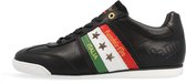 Pantofola d'Oro Imola Romagna Flag Sneakers - Heren Leren Veterschoenen - Zwart - Maat 45