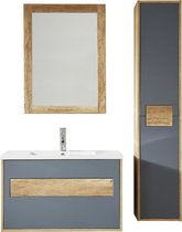 Badplaats - Badkamermeubel Wanaka 80cm - met spiegel en zijkast