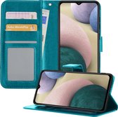 Samsung A12 Hoesje Book Case Hoes - Samsung Galaxy A12 Hoesje Case Portemonnee Cover - Samsung A12 Hoes Wallet Case Hoesje - Turquoise