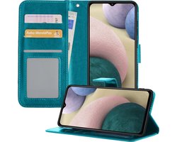 Hoesje - Geschikt voor Samsung Galaxy A12 - Luxe Bookcase - Walletcase Hoes - Portemonnee - Cover - Telefoonhoes - Turquoise