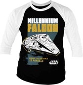 Star Wars Raglan top -L- Solo - Millennium Falcon Going The Distance Zwart/Wit