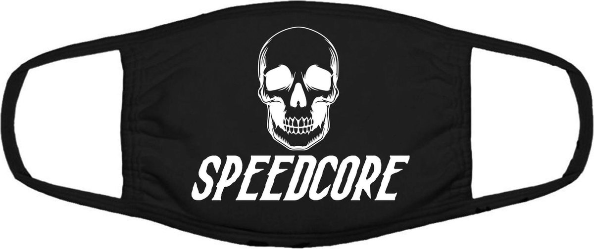 Speedcore mondkapje | muziek | festival | hardcore | grappig | gezichtsmasker | bescherming | bedrukt | logo | Zwart mondmasker van katoen, uitwasbaar & herbruikbaar. Geschikt voor OV