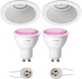 PHILIPS HUE - LED Spot Set GU10 - White and Color Ambiance - Bluetooth - Proma Minko Pro - Inbouw Rond - Mat Wit - Verdiept - Ø90mm