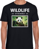 Dieren foto t-shirt Panda - zwart - heren - wildlife of the world - cadeau shirt pandabeer liefhebber L