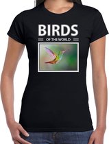 Dieren foto t-shirt Kolibrie - zwart - dames - birds of the world - cadeau shirt Kolibries liefhebber XS