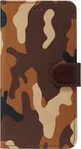 ADEL Kunstleren Book Case Pasjes Portemonnee Hoesje Geschikt voor Samsung Galaxy J7 (2015) - Camouflage Bruin