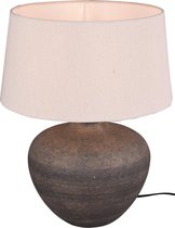 LED Tafellamp - Tafelverlichting - Torna Leau - E27 Fitting - Rond - Mat Bruin - Keramiek