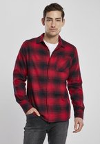 Urban Classics Overhemd -S- Oversized Checked Grunge Zwart/Rood