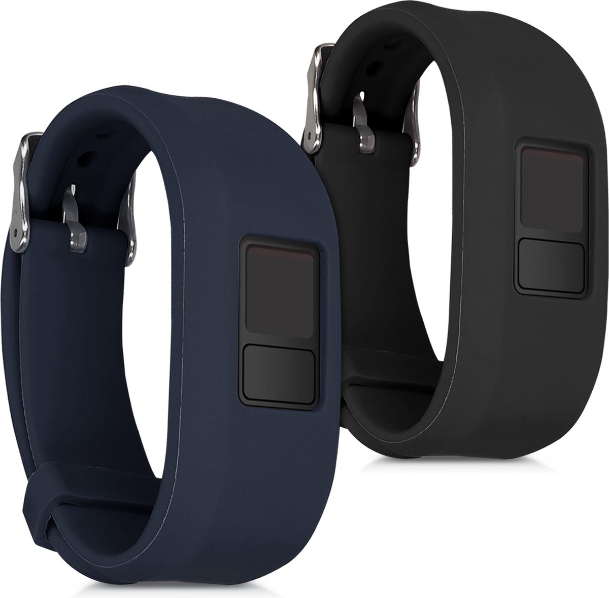 kwmobile 2x horlogebandjes geschikt voor Garmin Vivofit 3 bandje - Smartwatch bandjes van TPU - Activity tracker horloge band in zwart / donkerblauw