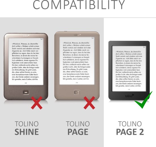 kwmobile e-reader hoesje geschikt voor Tolino Page 2 hoes - E reader flip case met magnetische sluiting - Ereader cover in zwart van kwmobile — afbeelding 3