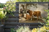 Le taureau - Peinture de Paulus Potter Garden poster 160x120 cm - Toile de jardin / Toile d'extérieur / Peintures d'extérieur (décoration de jardin) XXL / Groot format!