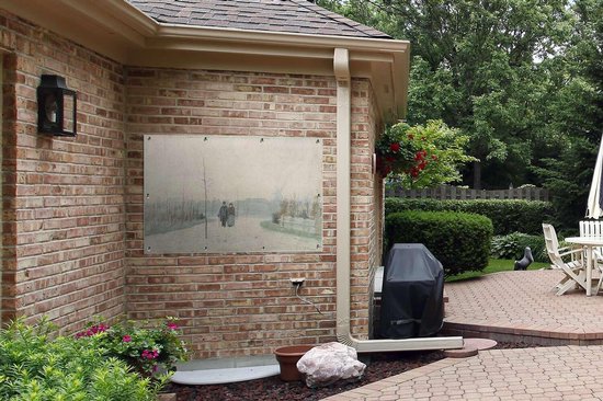 Vieux couple dans un parc nieuw aménagé - Peinture d'Anton Mauve Jardin poster 120x80 cm - Toile de jardin / Toile d'extérieur / Peintures pour l'extérieur (décoration de jardin)