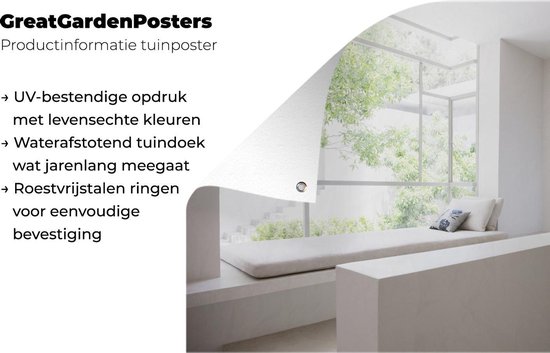 Affiche de jardin Fenêtre - Image de murs blancs et une grande fenêtre Affiche de jardin 40x30 cm - Toile de jardin / Toile d'extérieur / Peintures d'extérieur (décoration de jardin)