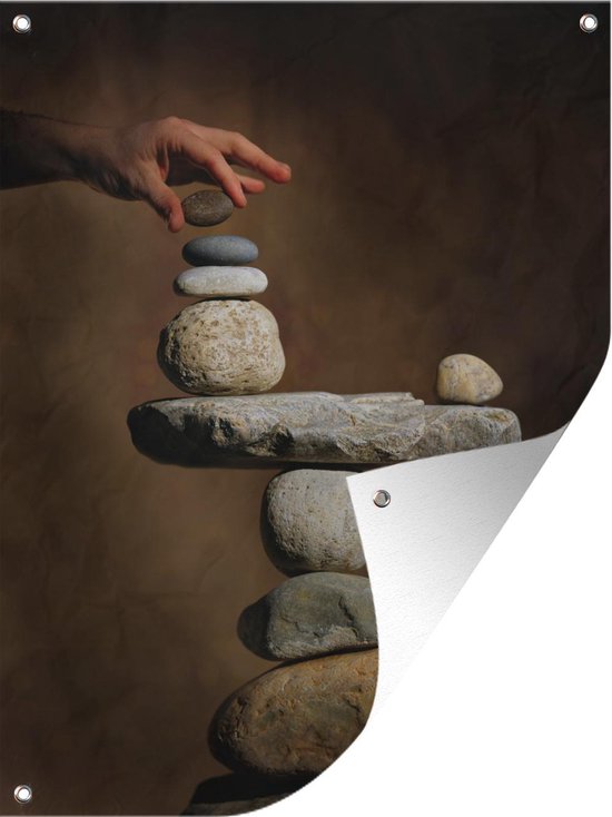 Balans Van De Stenen Op Natuurgebied. Piramide Van Gladde Stenen Tegen Een Gekleurde Hemel Natuurlijke Het Leven Image257562195